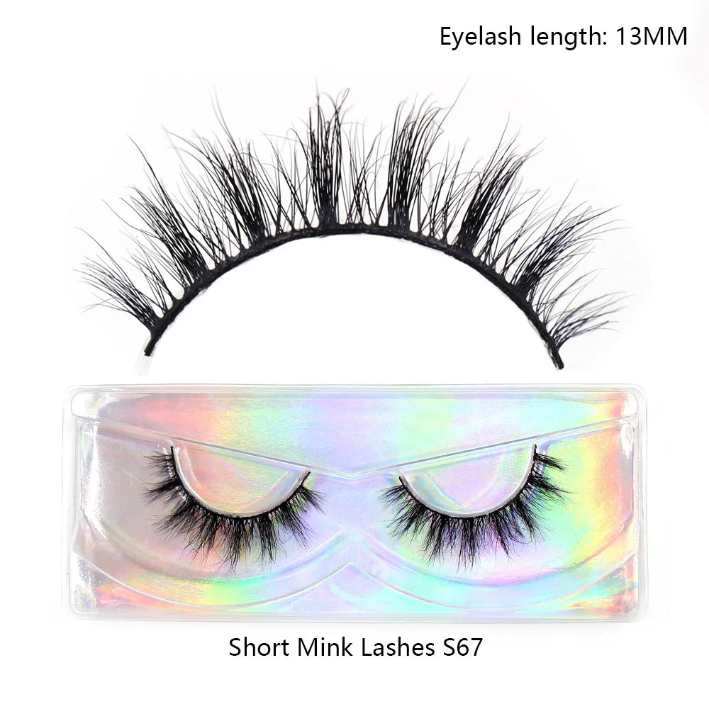 LEHUAMAO Maquiagem Short Natural Soft Mink Lashes Volume Fluffy Wispy Lashes 12mm-15mm False Eyelashes Eyelash Extensio Makeup