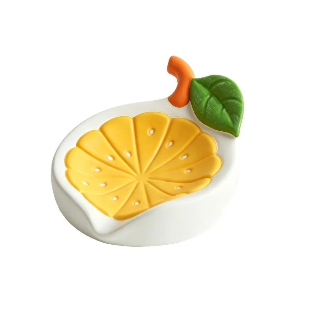 Creative Non-Slip Lemon Soap Dish Inclined Drainage Stable Dry Soap Storage Rack Sponge Holder Soap Box Kitchen
