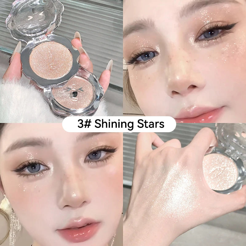 Natural three-dimensional highlighter powder, modify and brighten the silkworm, hold makeup and show color, fine highlighter
