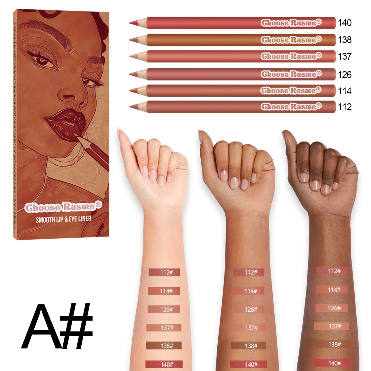 6pcs Lip Liner Pen 6 Colors Waterproof And Sweat-proof Not Easy To Fade Non-stick Cup Nude Lipstick Pencil SET