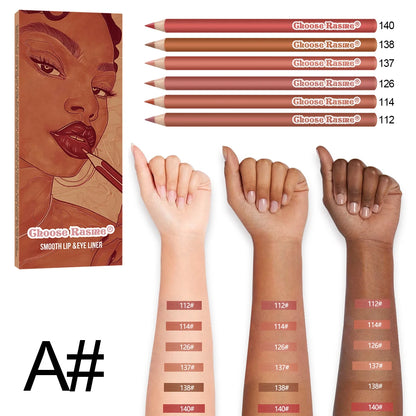 6pcs Lip Liner Pen 6 Colors Waterproof And Sweat-proof Not Easy To Fade Non-stick Cup Nude Lipstick Pencil SET