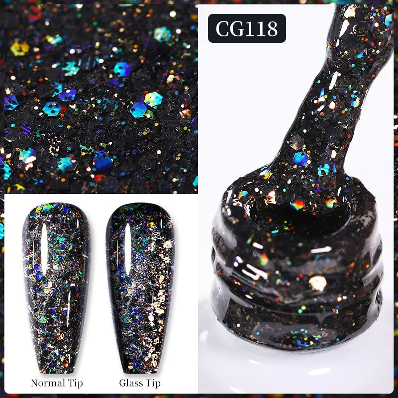 BORN PRETTY 10ml Sparkling Glitter Reflective Gel Nail Polish Sparkly Holo Shiny Pink Silver Black Gel Nail Art Salon Varnish