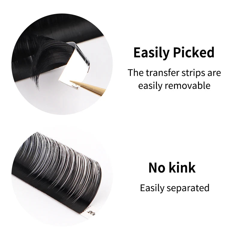 Winky Beauty  12Rows Classic Individual Mink Hair Lashes Extension Matte Black Fluffy Silk Eyelash Extension for Beauty Makeup