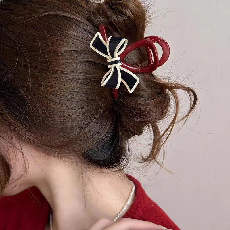 1PC/2PCS Elegant Bowknot Acetate Hair Clip, Light Luxury High-End Sense, Stylish Shark Clip for the Back of the Head