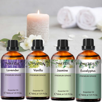 PHATOIL 30ml Lavender Peppermint Vanilla Tea tree Essential Oils for Aromatherapy Candle Making Natural Eucalyptus Aroma Oils