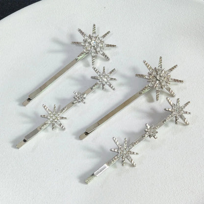 Wedding Bride Hair Clip Pins Set Metal Crystal Starburst Hairpins Luxury Bridal Hair Barrettes Fashion Hair Accessories
