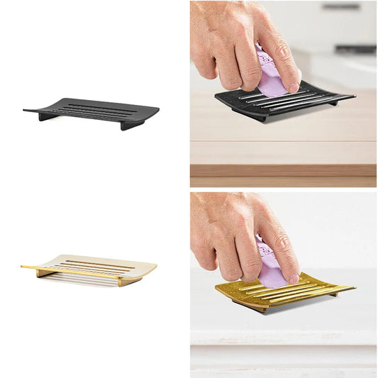 Self Draining Soap Dish Stainless Steel Soap Holder for Shower Bathroom Kitchen Countertop with Anti Slip Soap Tray Easy Clean