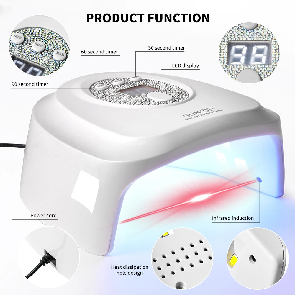 Nail UV/LED Dryer Lamp with 24 LEDS Quick Drying Nails Light Have 3 Timer Modes LCD Display for Manicure Salon Acrylic Gel Tools