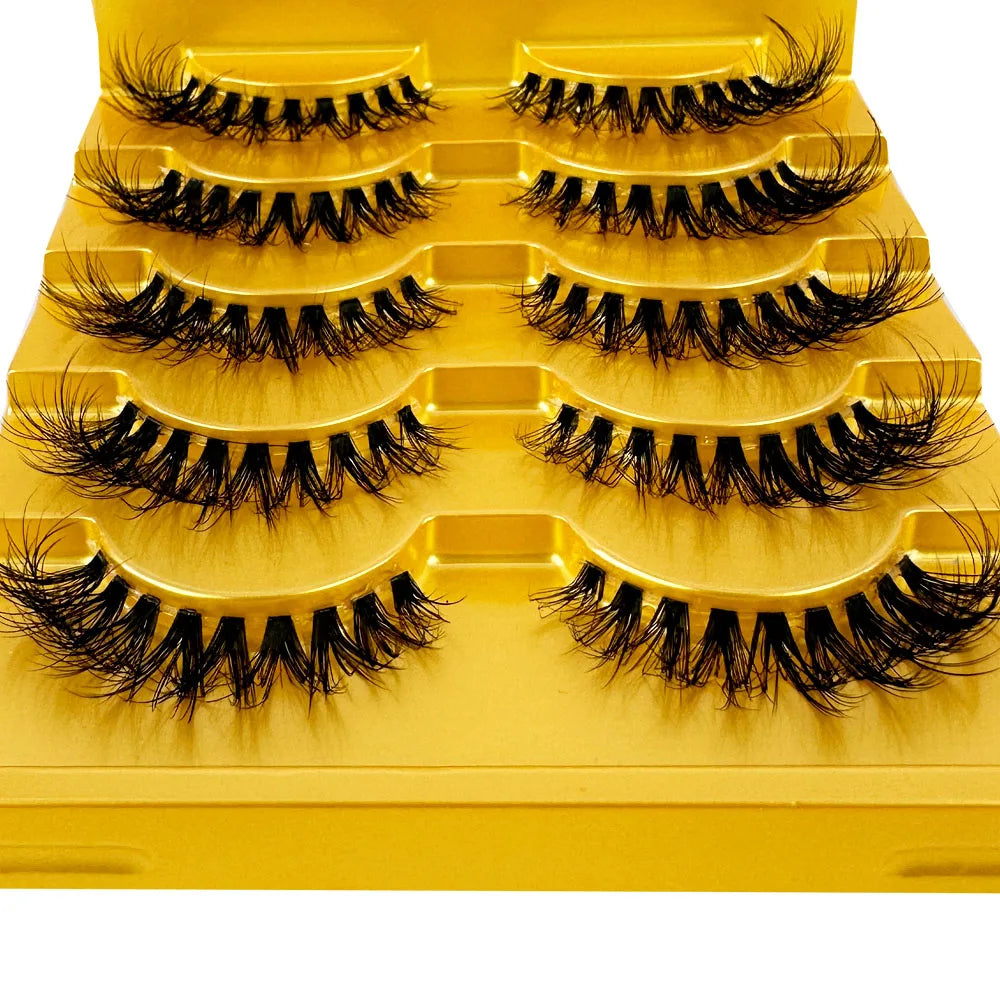 5pairs Mink Eyelashes Invisible Band Lash Extension Natural False Eyelashes Cross Cluster Fairy 3D Faux Big Eye Long Fake Lashes