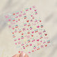 Lovely Red Fruit Strawberry Cherry Bowknot Love Heart Star Silk Ribbon 5D Nail Art Stickers Chic Self Adhesive Manicure Decal