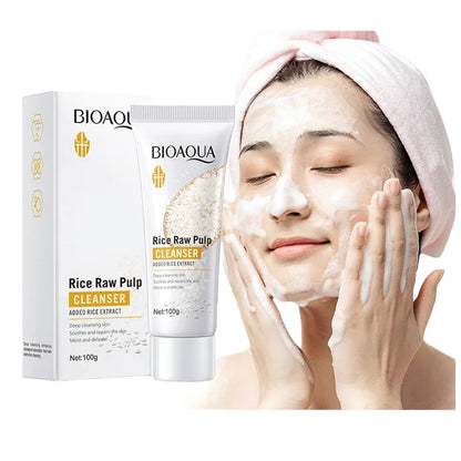 BIOAOUA Rice Cleanser Raw Pulp Oil Control Moisturizing Deep Cleaning Care Skin 100g