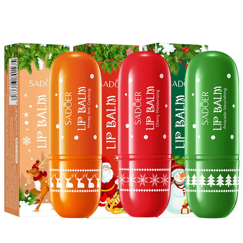 SADOER Christmas Moisturizing Lipstick Anti Cracking Hydrating Repair Nourishing Plump Lips Lip Balm Lip Plumper Skin Care