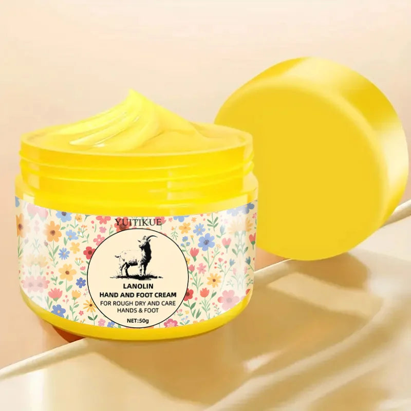 YUITIKUE Lanolin Hand & Foot Cream Moisturizing Smooth Care for Rough Dry Skin Nourish Hands Feet 50g