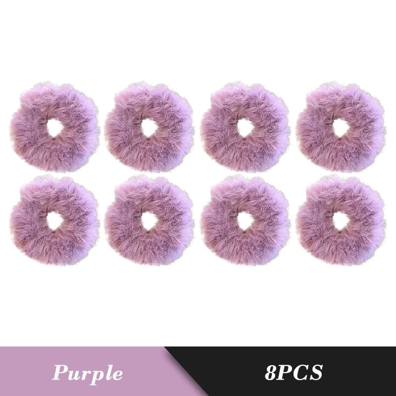 1PC Fluffy Warm Autumn Winter Elastic Hair Band Scrunchies Large Intestine Hair Ring For Women Girls Plush Hair Rope Hairwear