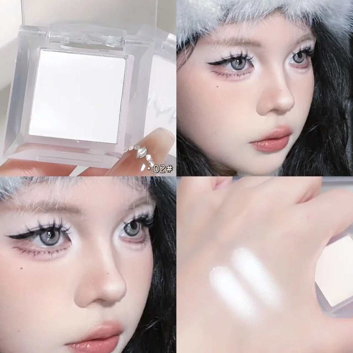 Monochrome Matte White Eyeshadow Makeup Waterproof Lasting Smoky Black Eye Makeup Natural Brighten Eyeshadow Highlighter Palette