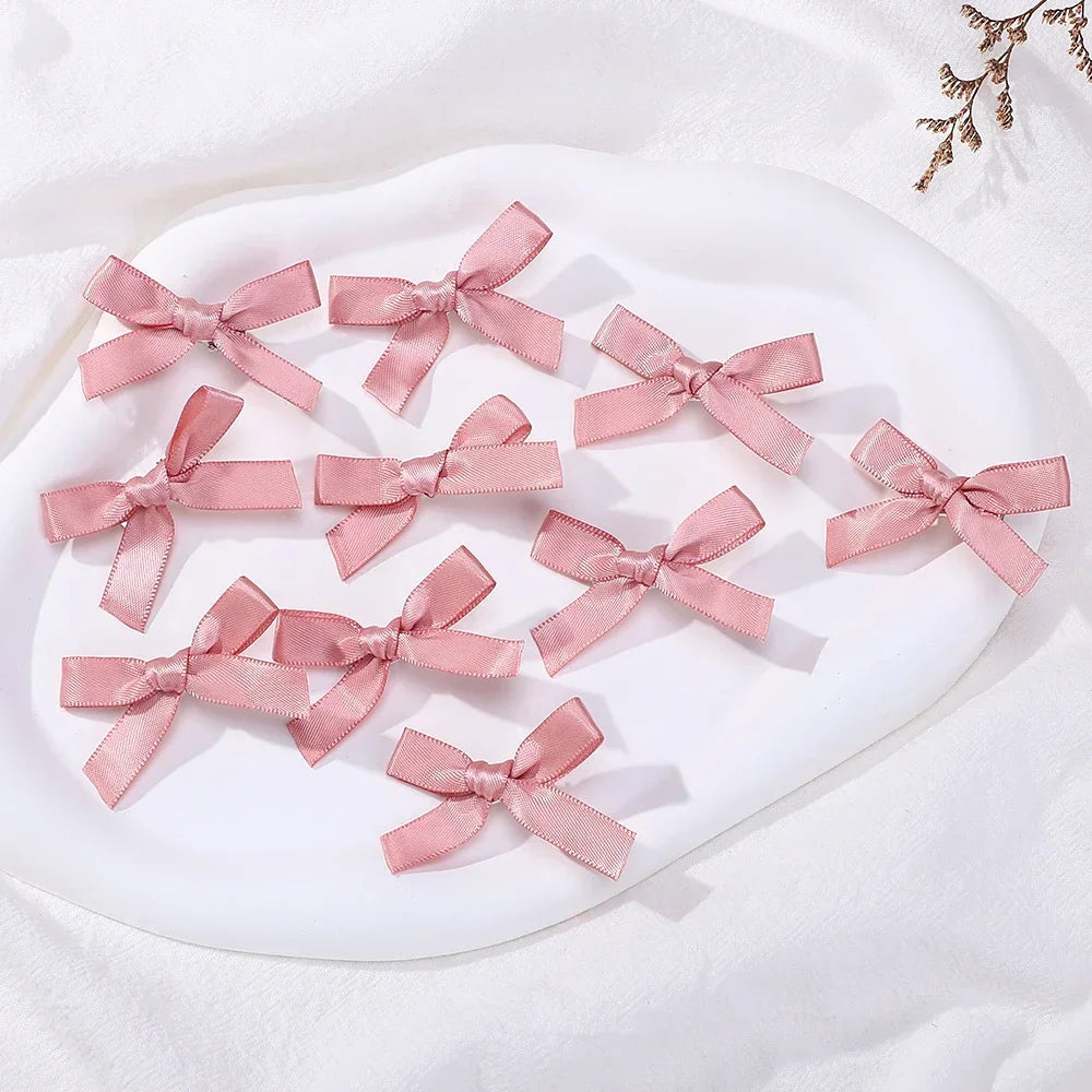 RAINBOW BOWS 10Pcs Kids Sweet Solid Color Mini Bows Hair Clip Baby Girls Ballet Style Ribbon Braided Hair Accessories Wholesale