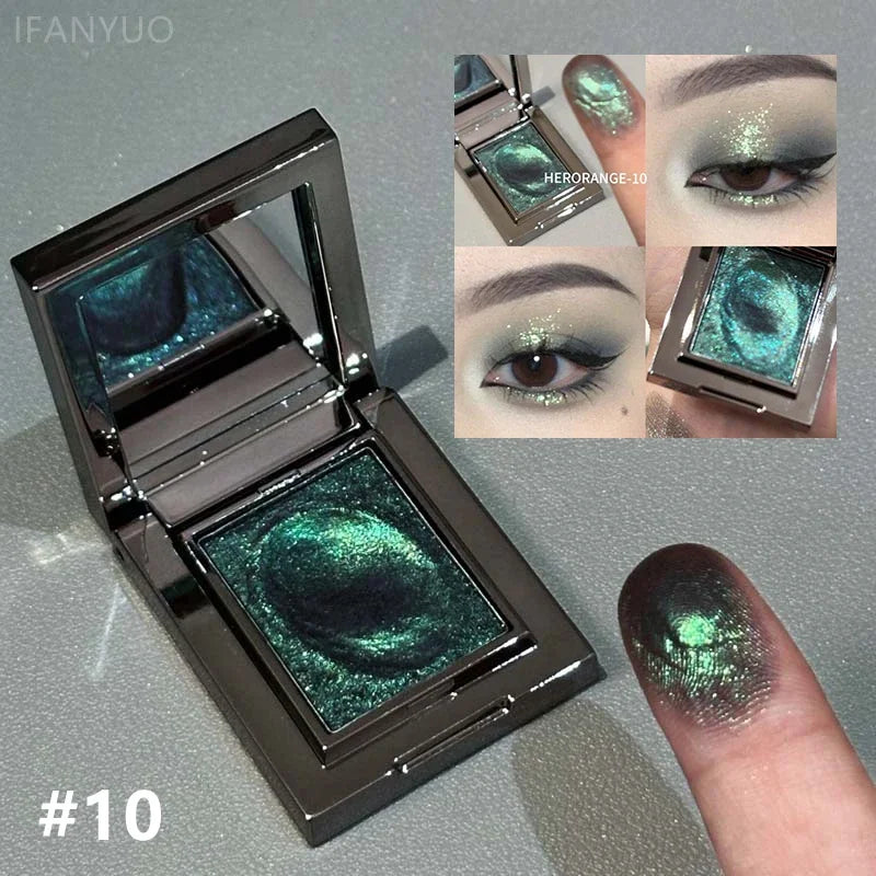 Diamond Monochrome Highlighter Eyeshadow Palette Chameleon Metallic Green Brighten Eye Shadow Fine Flash Eye Makeup Cosmetic