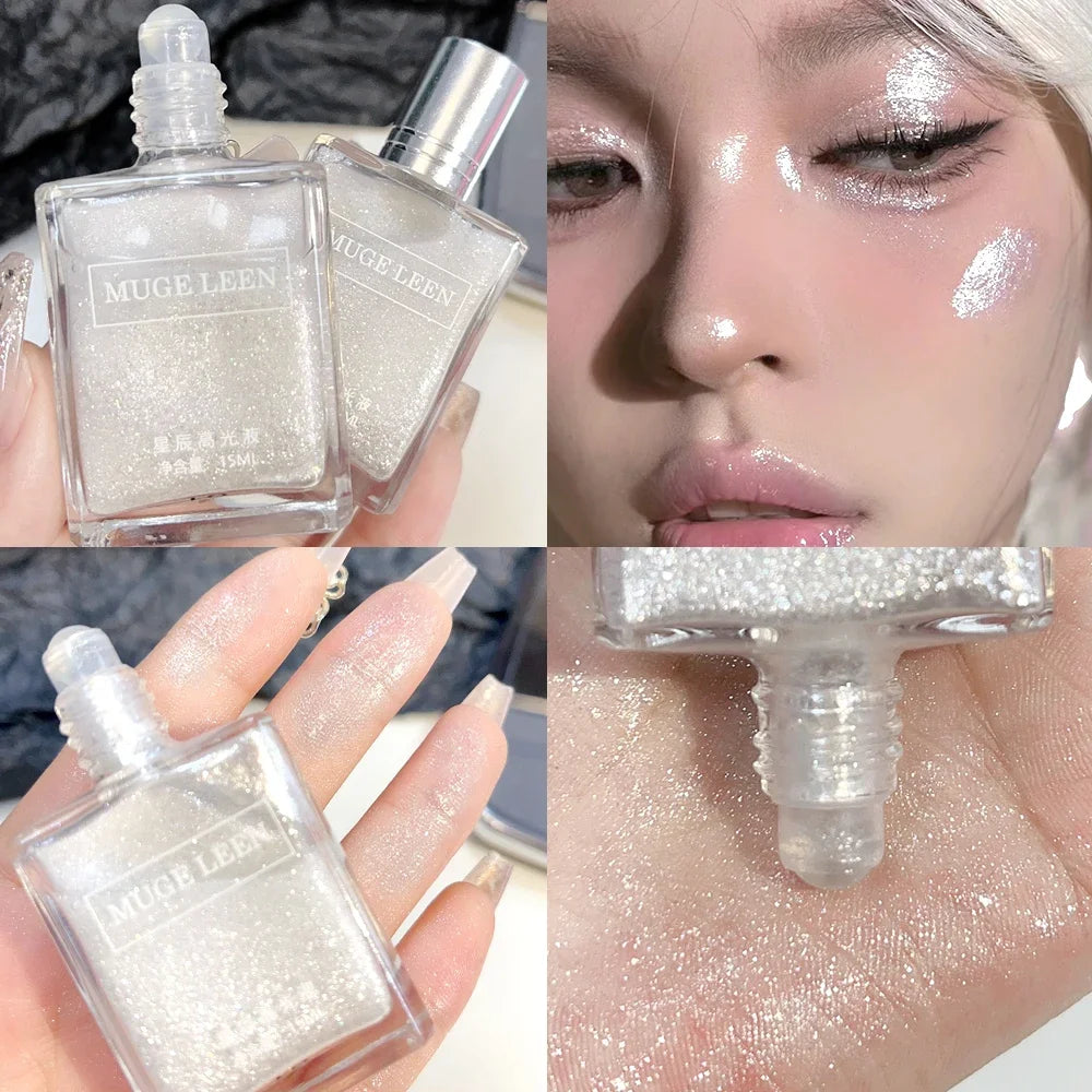 Mini Liquid Highlighter Roller Makeup Pearlescent Body Face Shimmer Shine Eyeshadow Highlighter Contouring Illuminator Cosmetics