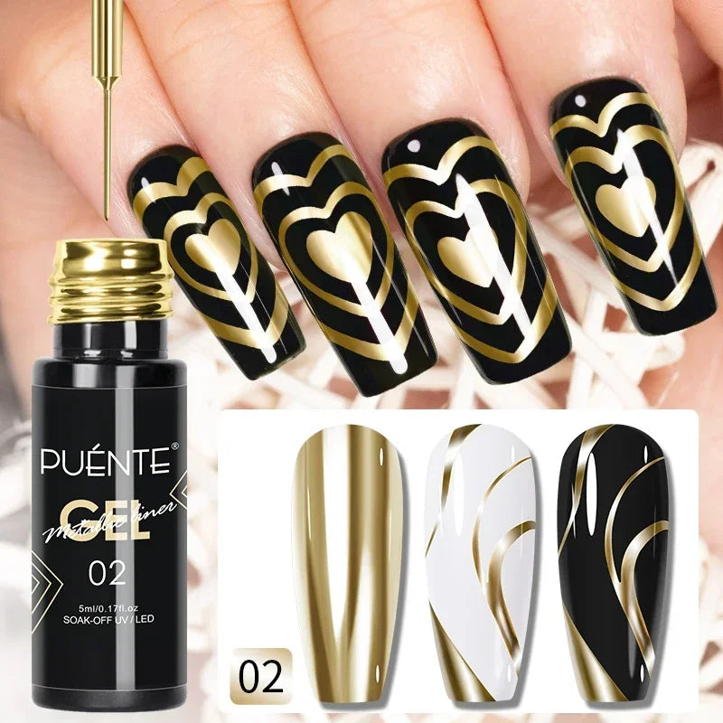 PUENTE 7.5ML Golden Gems Cat Magnetic Gel Nail Polish Pink Brown Blue Colors Golden Glitter Cat Eye Soak Off UV Nail Art Varnish