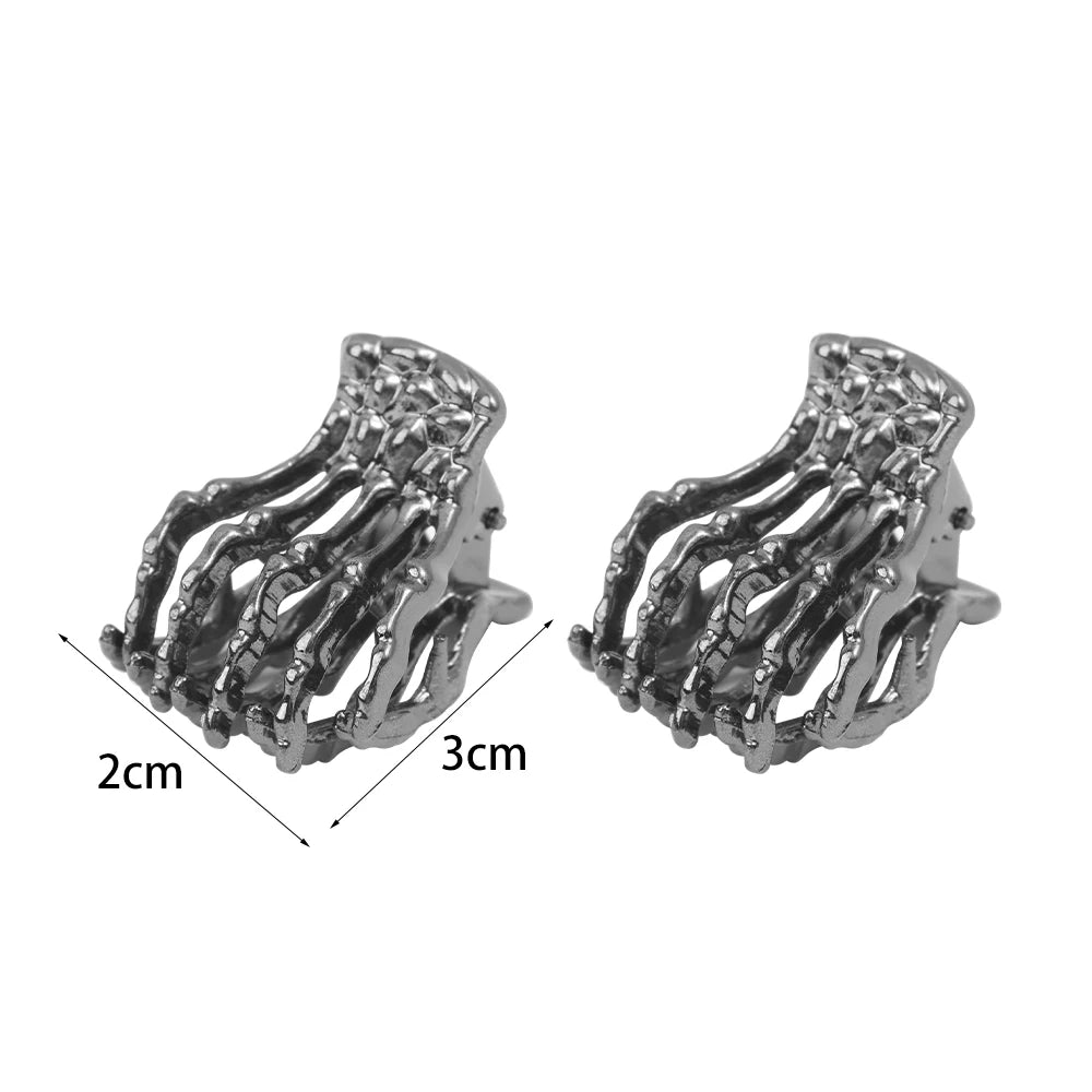 Fashionable Halloween Skeleton Hand Shark Clip Dark Gothic Punk Metal Ghost Claw Clip Exaggerated Ponytail Hair Accessories