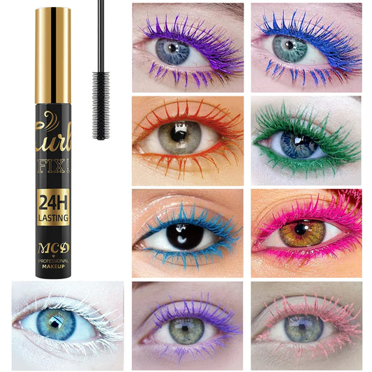 1PC Colorful Curling Mascara Waterproof Fast Drying Eyelashes Extension Multicolor Lashes Eye Korean Makeup Lasting Blue White