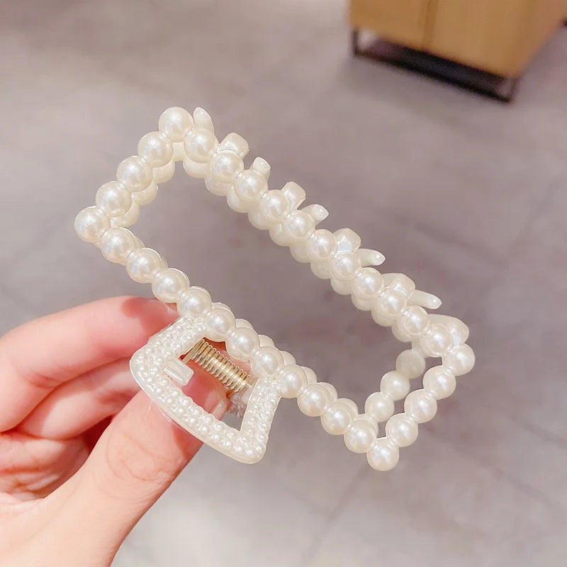 Pearl Claw Clips Crab Geometric Hairpins For Women Girl Korean Bow Hollow Hair Accessories Bath Clip Headwear Barrettes