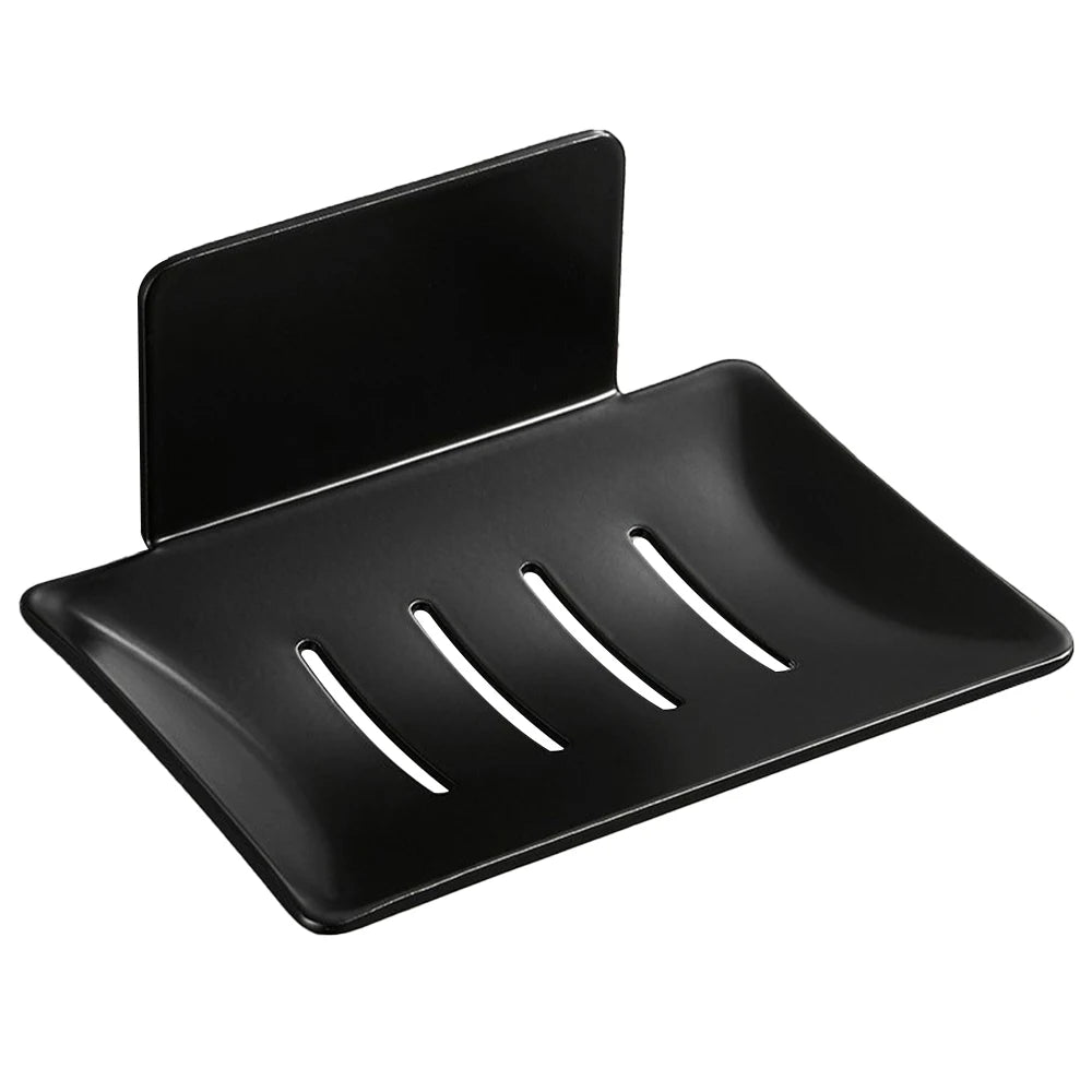 Self-adhesive Wall Mounted Soap Dish Stainless Steel Bathroom Soap Storage Holder Drain Tray Free-Punching Bathroom Accessories