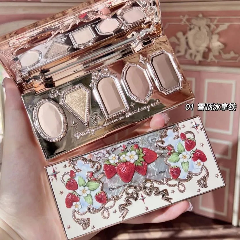 Flowerknows 6 Color Eye Shadow Palette Shell's Jewel Matte Pearl Metallic Glitter Eyeshadow Makeup Long-Wearing for Eyes