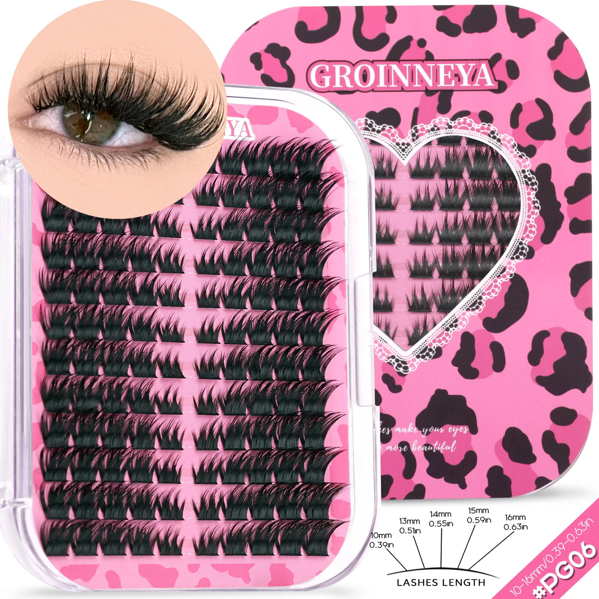 GROINNEYA DIY Lash Clusters Mixed Tray Manga Cluster Lashes DIY Spiky Lashes Extension Natural Volume Individual Lashes Makeup