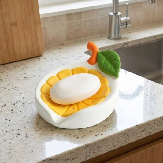 Creative Non-Slip Lemon Soap Dish Inclined Drainage Stable Dry Soap Storage Rack Sponge Holder Soap Box Kitchen