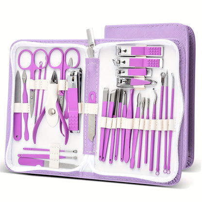 30pcs Blue Red Gradient Nail Clipper Set Nail File Remover Tool tainless Steel Manicure Tool Kit with Storage Box Gifts