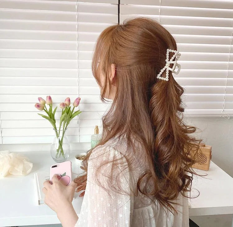 Pearl Claw Clips Crab Geometric Hairpins For Women Girl Korean Bow Hollow Hair Accessories Bath Clip Headwear Barrettes