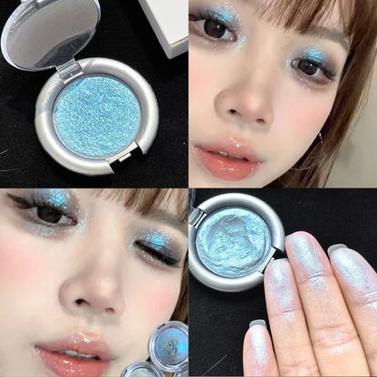 Metallic Glitter Blue Eye Shadow Cream Monochrome Eyeshadow Palette Pearlescent Polarized Brightening Silkworm Highlighter Cream