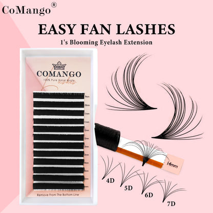 CoMango Easy Fan Lashes Extension DIY 2d/3d/4d/10d Faux Mink Blooming Eye Lash Extensions 0.03/0.05/0.07 Makeup Lashes