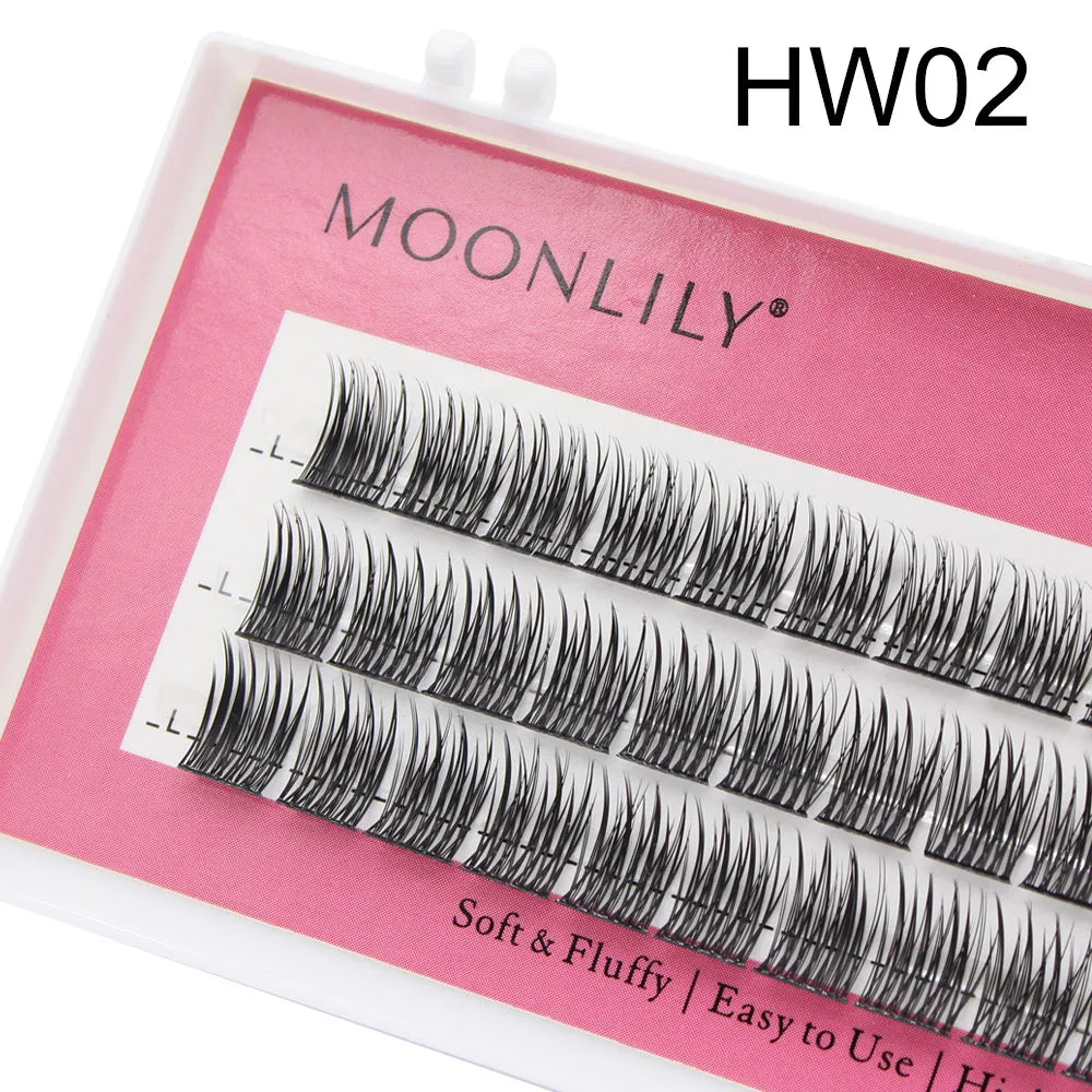 Moonlily 100D Segmented DIY Individual Cluster EyeLashes 3D Volume Silk Mink Grafting False Triple Lashes Extension Makeup Tool