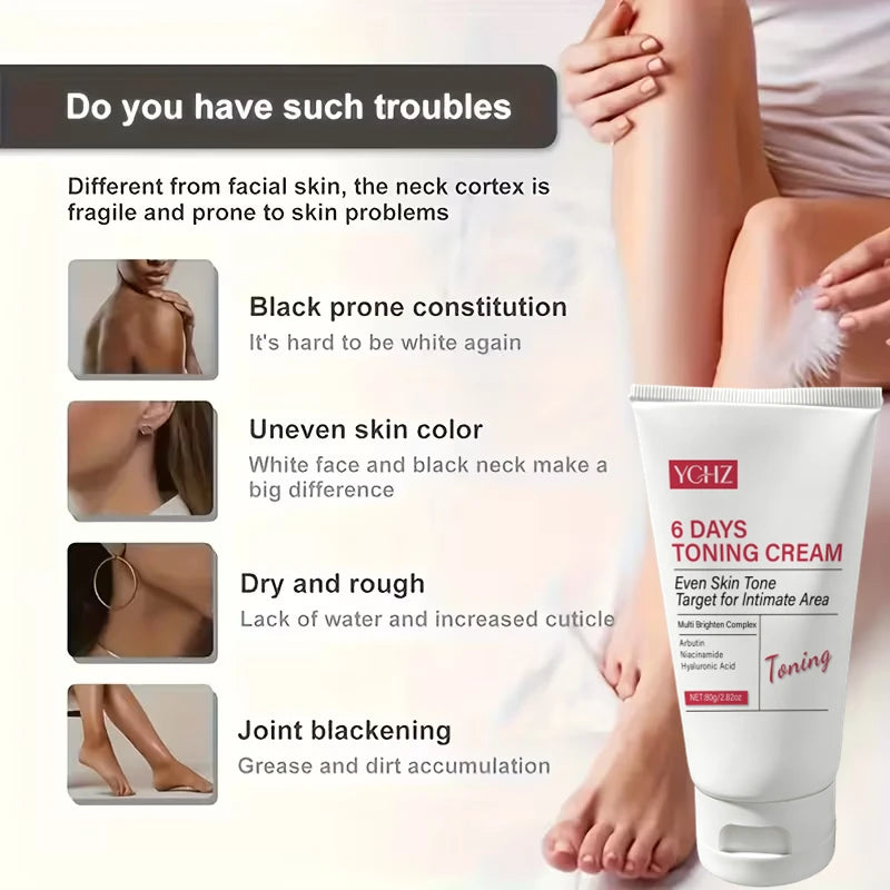 Skin Brightening Cream, Suitable for Intimate Areas, Evens Out Skin Tone for Face, Body, Underarms, Groin, Elbows, Inner Thighs, and Bikini Area 80g
