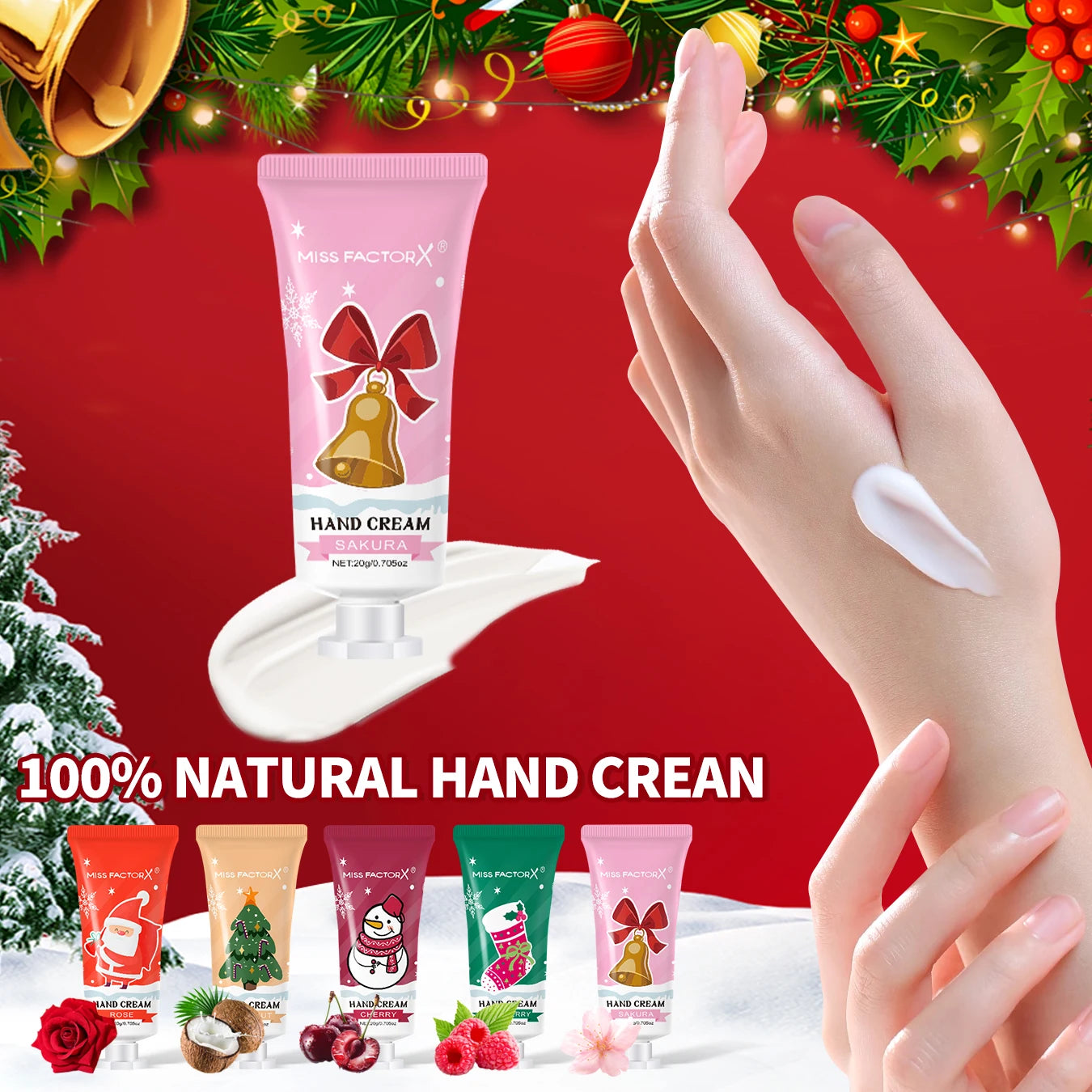 60 piece set of Christmas hand cream box, moisturizing, anti freezing, dry cracking in autumn and winter -5 flavors