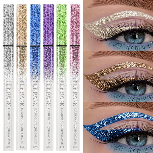 1PC Glitter Liquid Eyeliner Pencil Waterproof Purple Pink Blue Eye Liner Pen Long Lasting Quickily Drying Eyes Makeup For Women