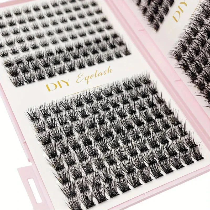 1Box Individual Lashes Clusters DIY Lash Extensions Book, D Curl Lash Clusters Eyelash Extension at Home