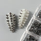 6 Grids Y2K Punk Metal Rivet Nail Charms Cone Mixed Sized Black Silver Gold Nail Art Studs 3D Stylish Alloy Spike Nails tool