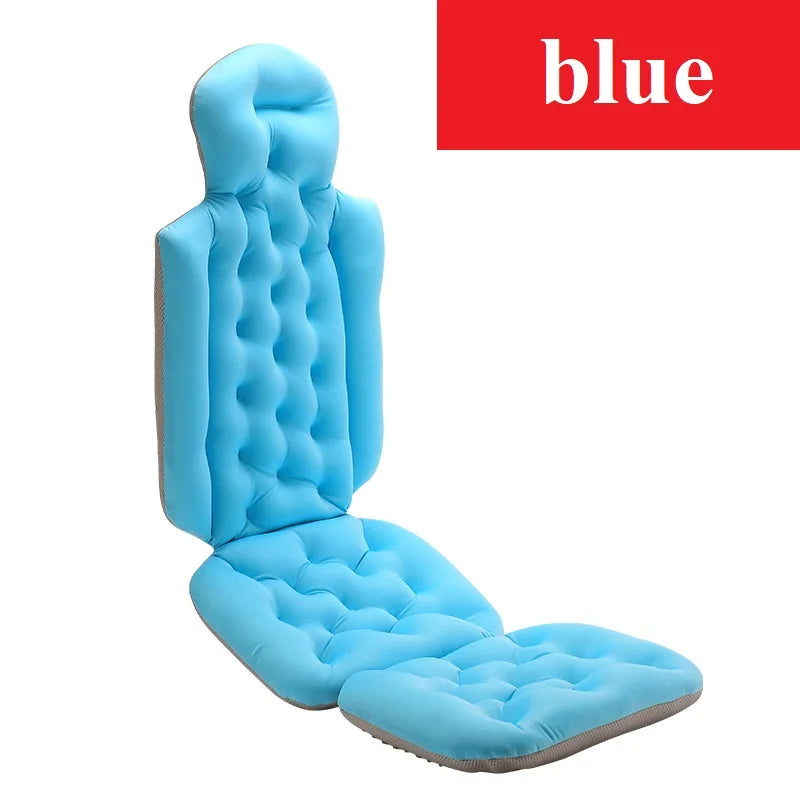 Bathtub Pillow for Full Body Bath Pillow, Thick Bath Cushion for Tub with Foam Beads & Secure Suction Accessories, 127 x 38 cm