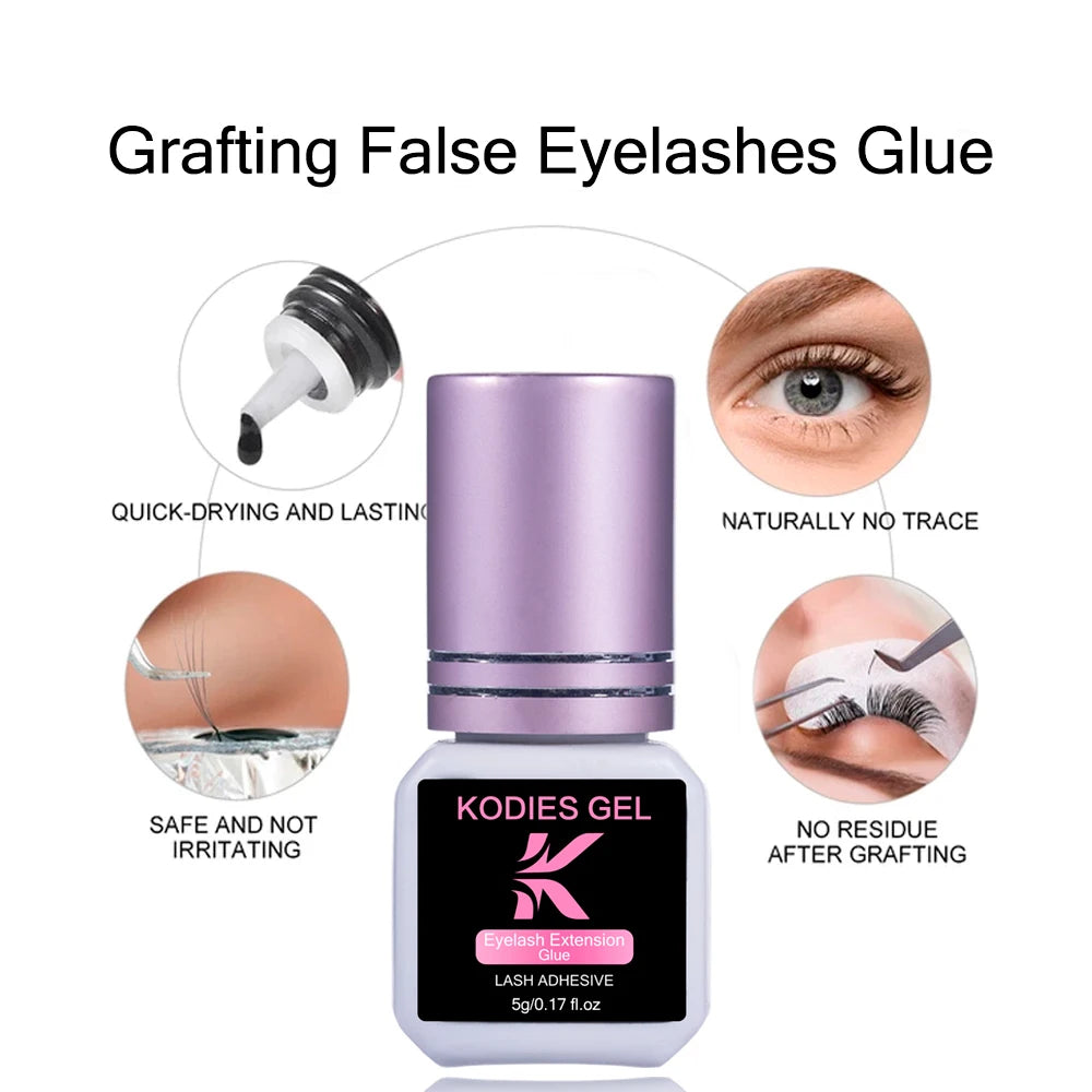KODIES GEL Extra Strong Eyelash Glue Extension Supplies 5g 0.5 Second Dry Lash Glue for False Eyelash Waterproof Adhesive Lift