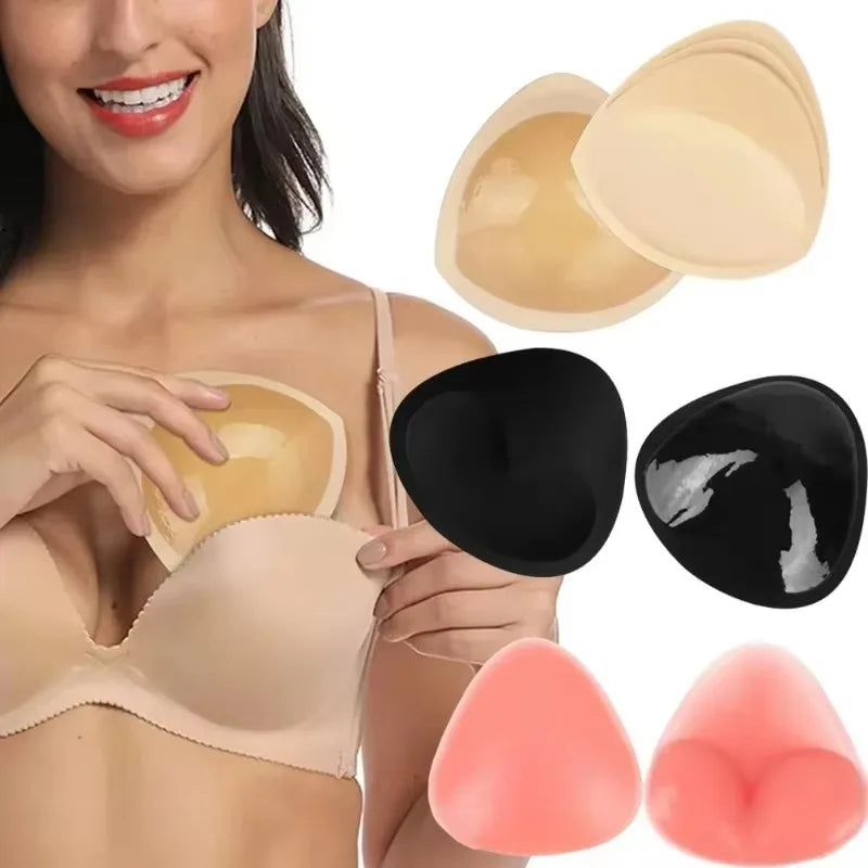 Swimwear Silicone Bra Inserts Push Up Padded Thick Sponge Breast Lift Pads Women Breathable Swimsuit Bikini Cup Enhancer