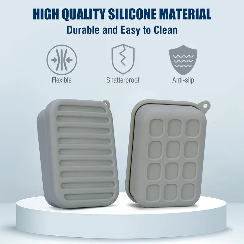 Portable Silicone Travel Soap Case Leak Proof with Drainage Lid Layer Compact Bar Soap Holder Durable for Camping Gym Toiletries