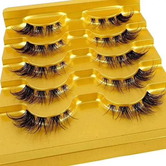 5pairs Mink Eyelashes Invisible Band Lash Extension Natural False Eyelashes Cross Cluster Fairy 3D Faux Big Eye Long Fake Lashes