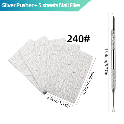 Double-Tip Stainless Steel Cuticle Pusher Grinder Circular Beveled Edge Gentle Dead Skin Removal Nail Tool Manicure Cuticle Care