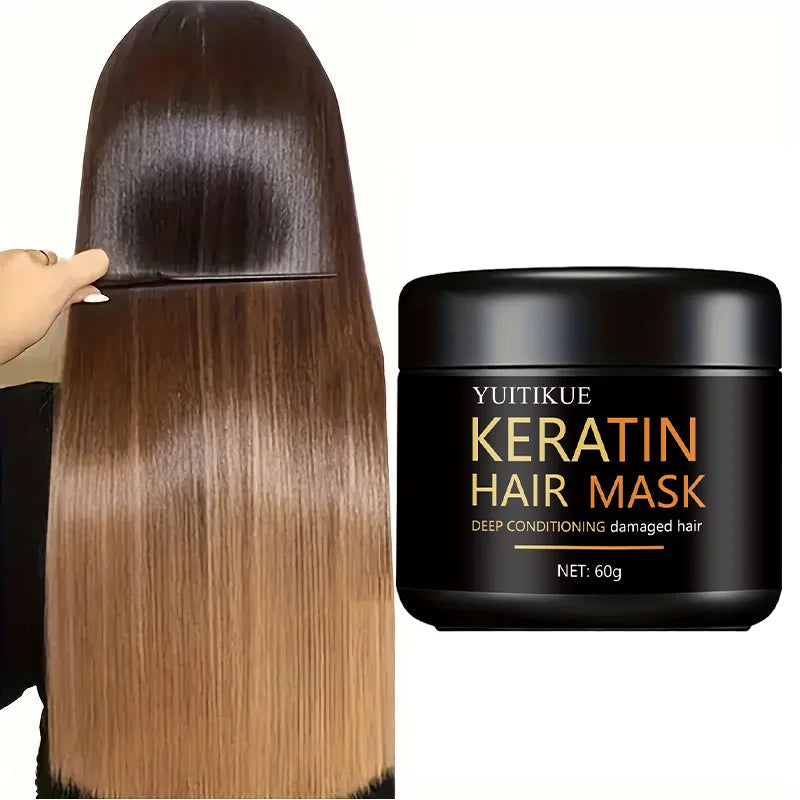 Keratin Hair Mask - Quickly Repairs Damaged and Frizzy Hair, Smooth and Shiny, Straight Hair, Deep Nourishing Hair Care