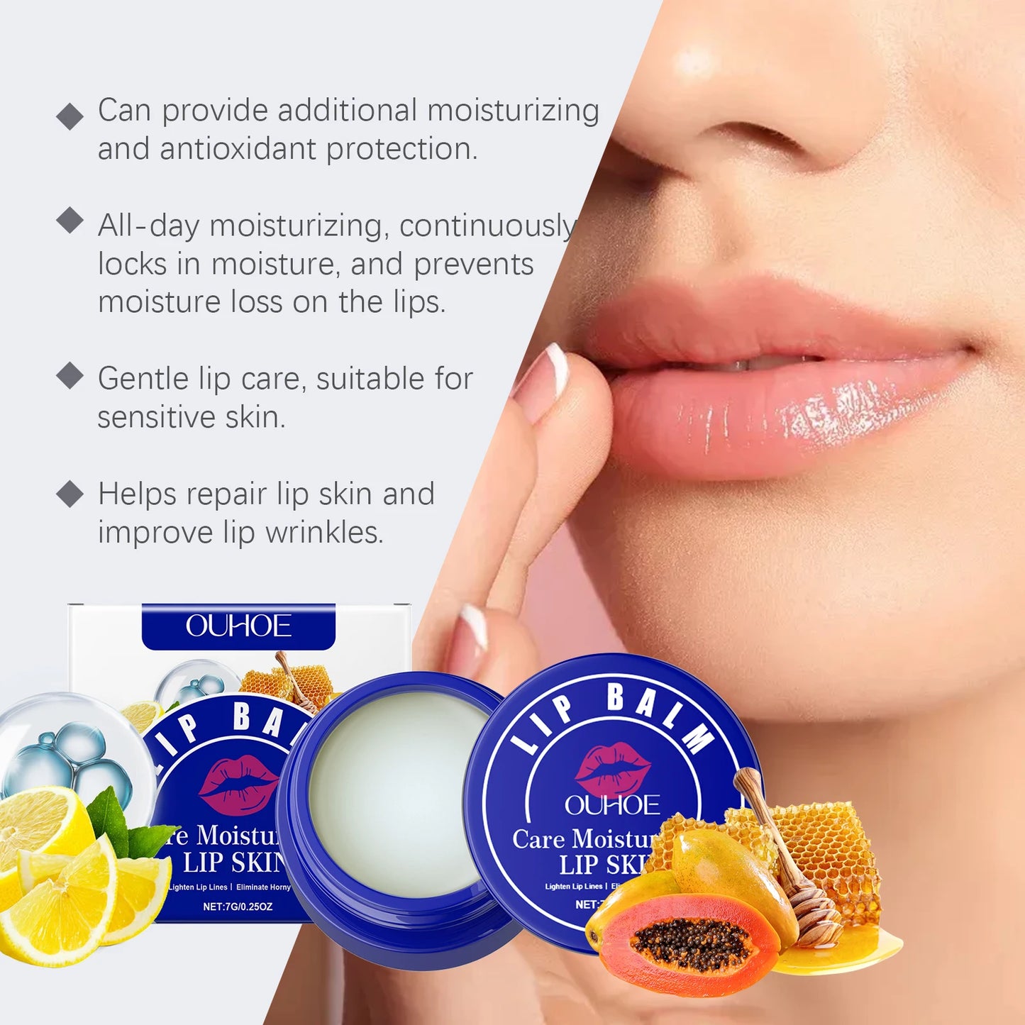 OUHOE Lip Balm Winter Lips Care Long-Lasting Hydration Prevent Dryness Gentle Formula Keep Soft All Day