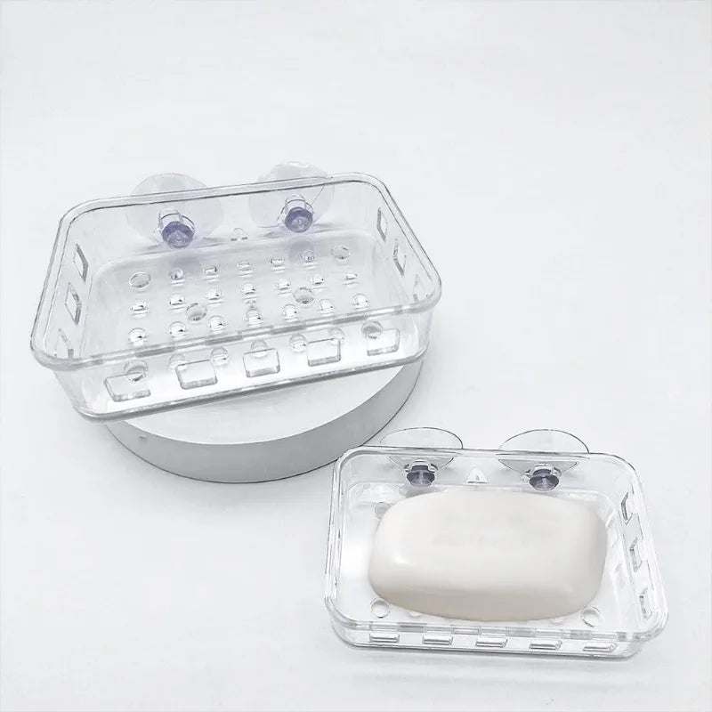 2 Pcs Suction Cup Soap Dish Holder Soap Case Clear Acrylic Plastic Wall Mounted Shower Soap Holder Bathroom Kitchen Accessory