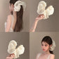 Soft Pleated Chiffon Flower Banana Hair Clips Anti Slip Holder Elegant Hair Barrettes Women Daily Wedding Party Hair Accessories